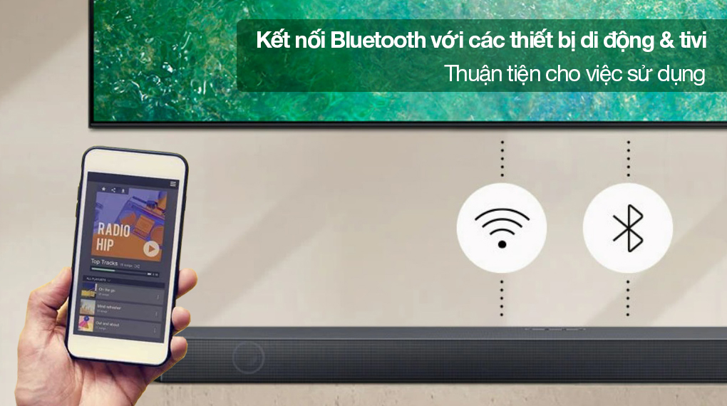 Bộ loa thanh Samsung HW-Q700C/XV 320W - Kết nối bluetooth hỗ trợ phát nhạc trên các thiết bị di động và tivi