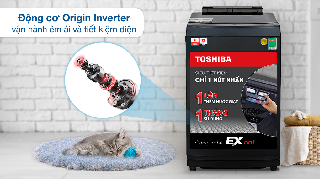 Tiết kiệm điện - Máy giặt Toshiba Inverter 12 kg AW-DUM1300KV(MG)