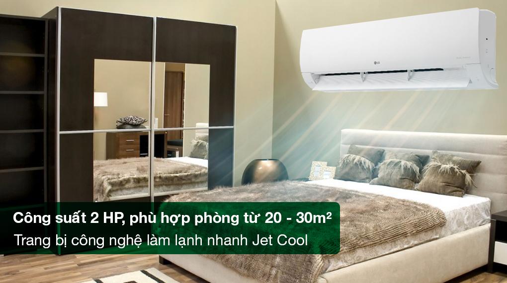 Máy lạnh LG Inverter 2 HP V18WIN - Công suất 2 HP, phù hợp diện tích phòng từ 20 - 30m2