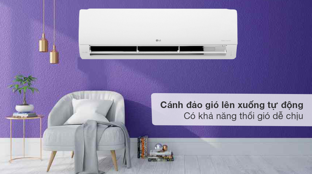 Máy lạnh LG Inverter 2 HP V18WIN - Cánh đảo gió lên xuống tự động, có khả năng thổi gió dễ chịu 