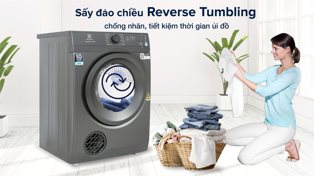 Máy sấy thông hơi Electrolux 8.5 kg EDV854N3SB - Sấy đảo chiều giảm nhăn