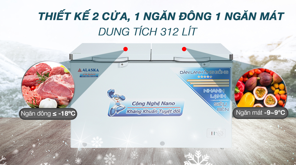 Tủ đông Alaska 312 lít BCD 5068C - Tổng quan thiết kế