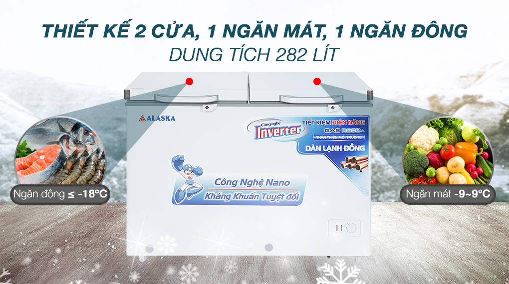 Tủ đông Alaska Inverter 282 lít BCD 4568CI - Tổng quan thiết kế