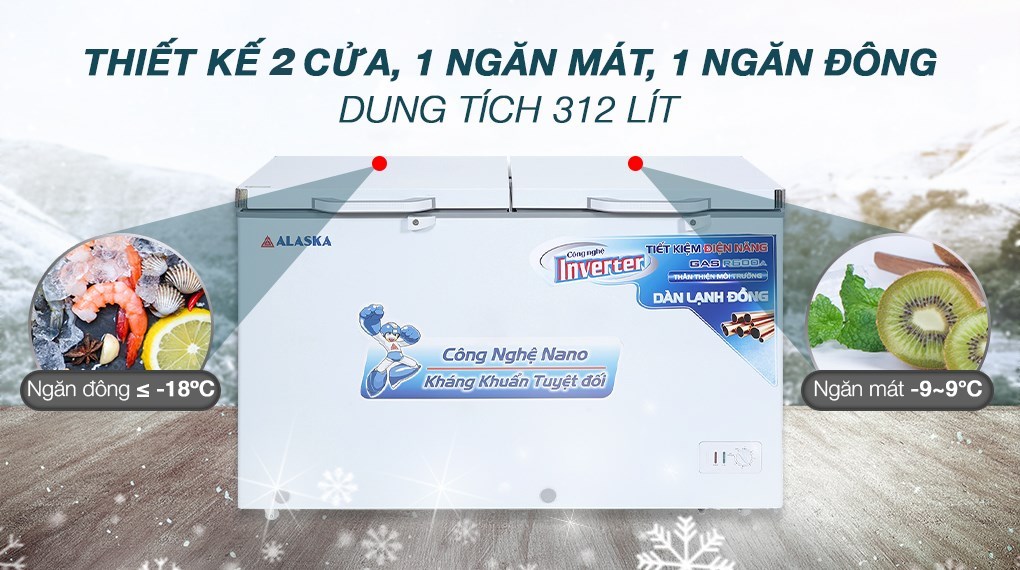 Tủ đông Alaska Inverter 312 lít BCD 5068CI - Tổng quan thiết kế