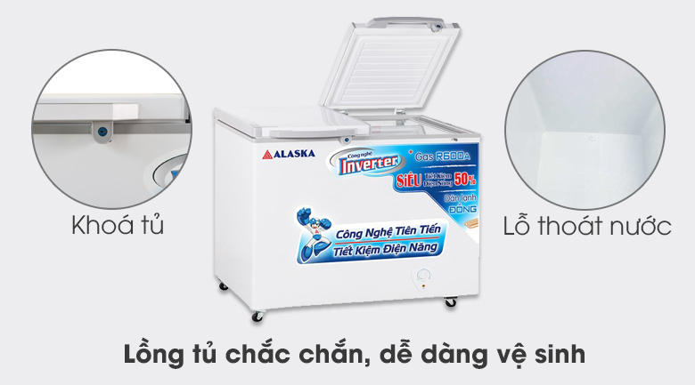 Tủ đông Alaska Inverter 350 lít FCA 3600CI dễ dàng khoá và vệ sinh