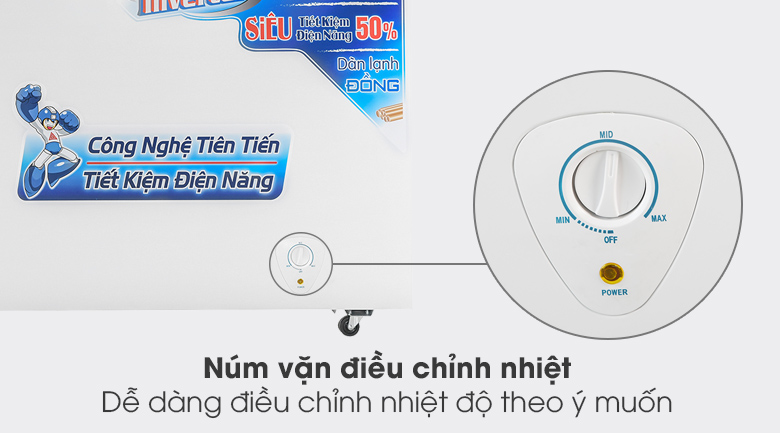 Tủ đông Alaska Inverter 350 lít FCA 3600CI có núm vặn giúp điều khiển nhiệt độ