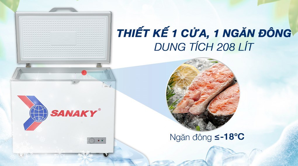 Tủ đông SANAKY 208 Lít TD.VH255HY2 - Thiết kế