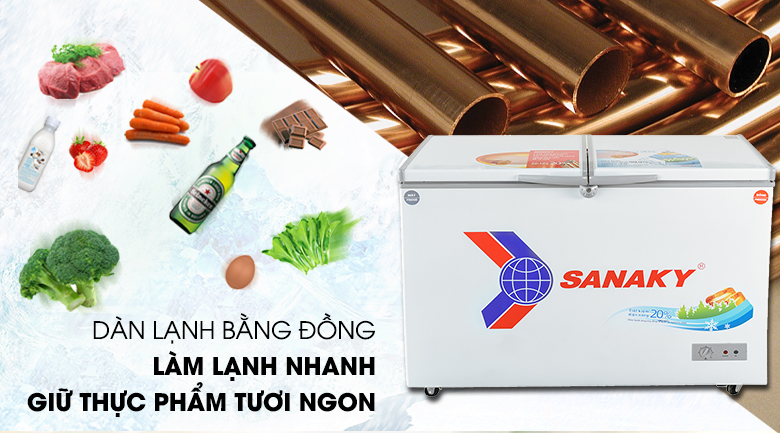 Dàn lạnh đồng nguyên chất - Tủ đông Sanaky VH-3699W1