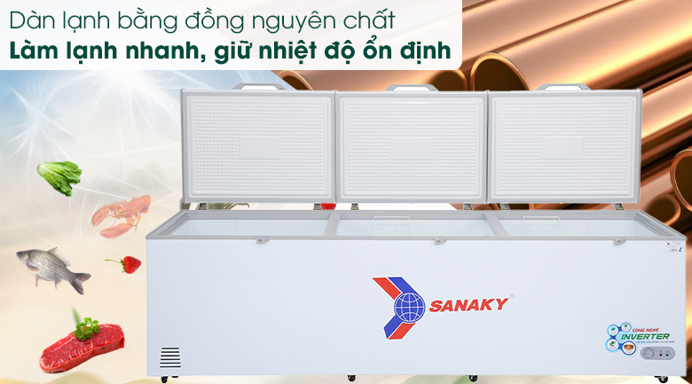 Tủ đông Sanaky 1143.5 lít VH-1399HY3 - Dàn lạnh đồng