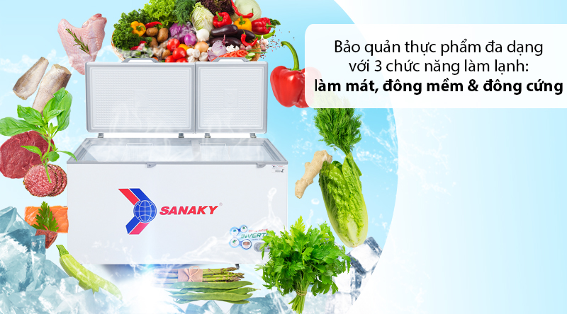 Tủ đông Sanaky 530 lít VH-6699HY3 - 3 chức năng làm lạnh