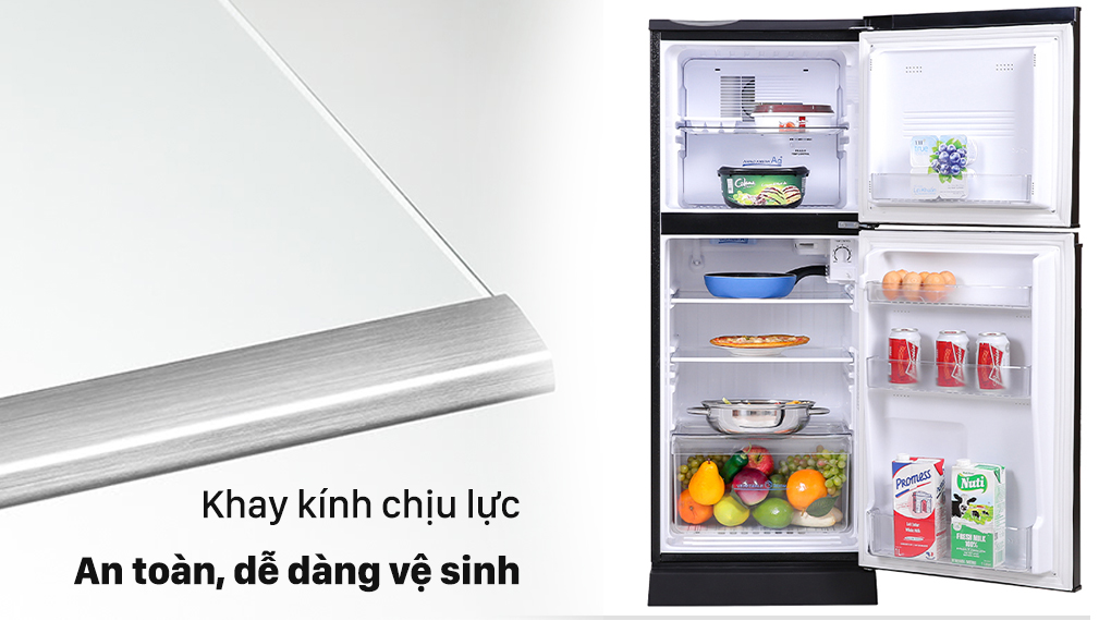 Tủ lạnh Aqua 130 lít AQR-T150FA(BS) - Khay kính cứng cáp chịu lực tốt