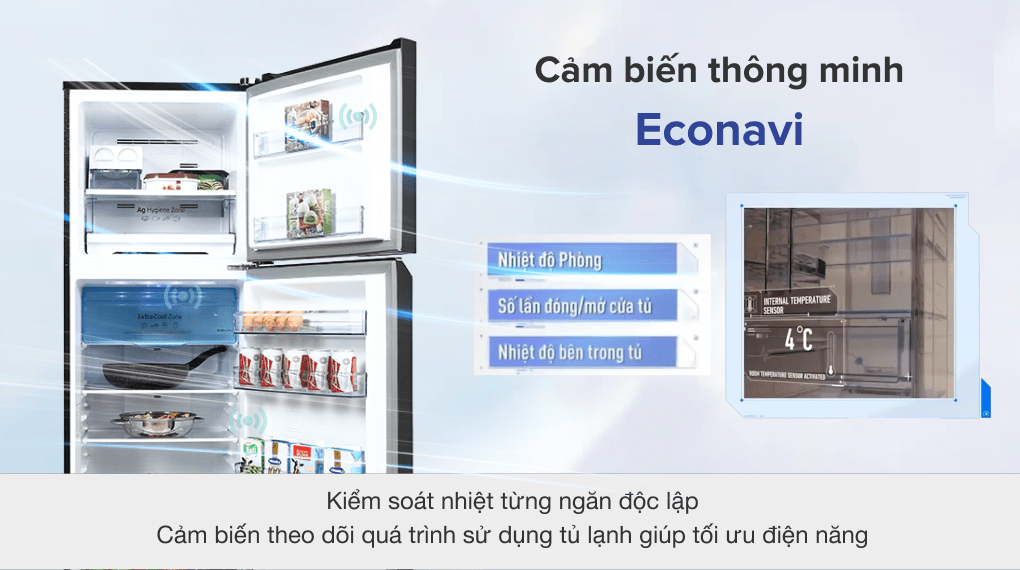 Tủ lạnh Panasonic Inverter 306 lít NR-TV341VGMV - Cảm biến Econavi