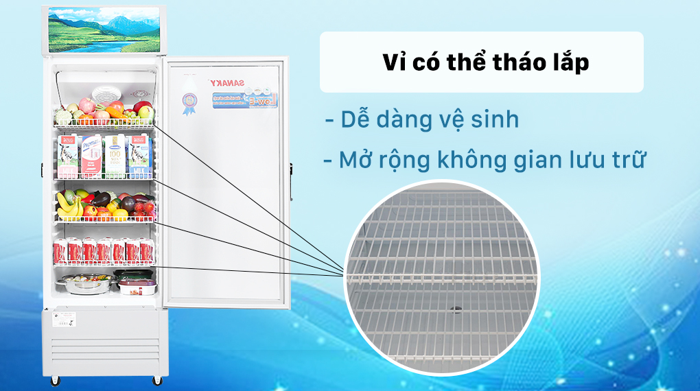 Tủ Mát Sanaky 240 lít TM.VH308KL- Khay vỉ có thể thay đổi