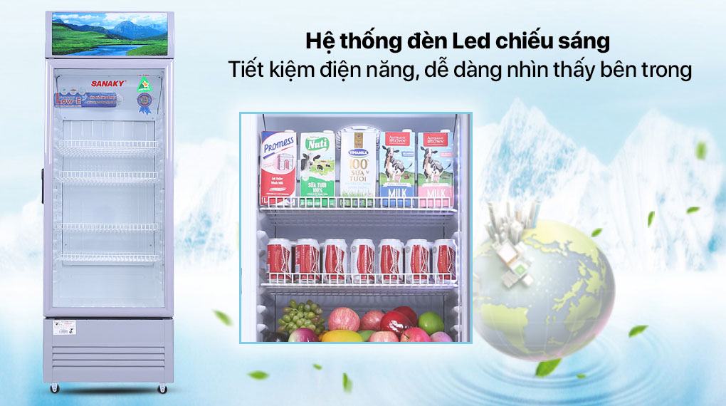 Tủ Mát Sanaky 290 lít TM.VH358KL - Đèn led chiếu sáng