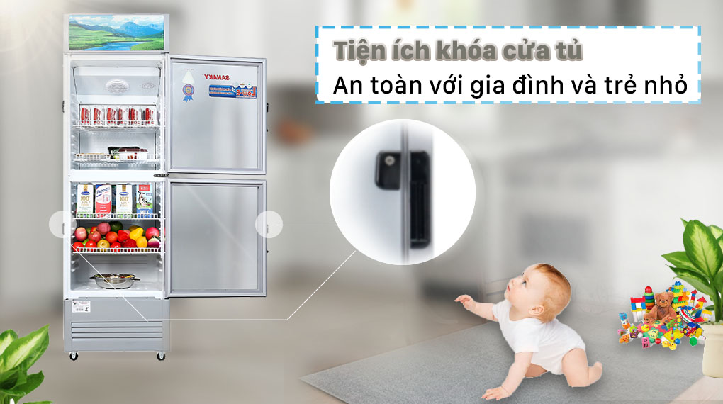 Tủ Mát Sanaky 340 lít TM.VH408WL - Khóa an toàn