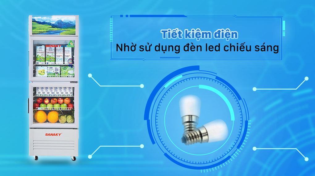 Tủ Mát Sanaky 340 lít TM.VH408WL - Đèn led chiếu sáng