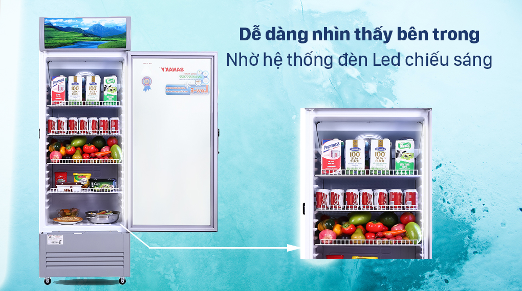 Tủ Mát Sanaky Inverter 290 lít TM.VH358K3L - Đèn Led chiếu sáng