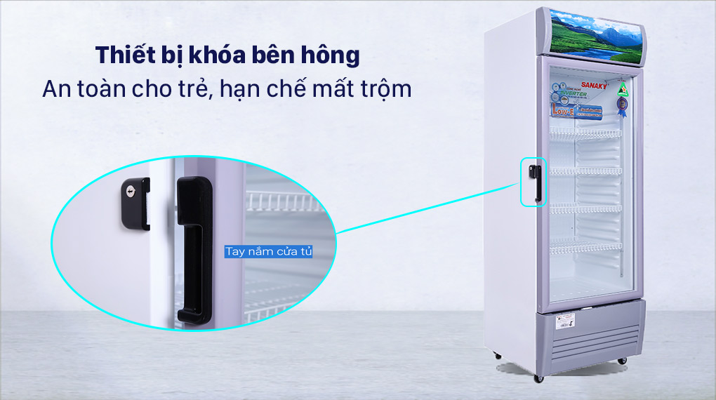 Tủ Mát Sanaky Inverter 290 lít TM.VH358K3L - Khóa cửa tủ