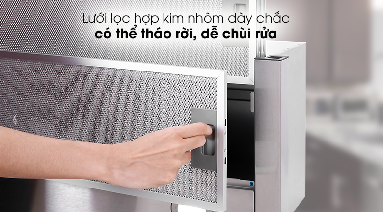 Máy hút mùi âm tủ BlueStone HOB-8725 - Lưới lọc bằng hợp kim nhôm 3 lớp không gỉ, nhẹ, lọc dầu mỡ hiệu quả, có thể tháo rời, tiện vệ sinh