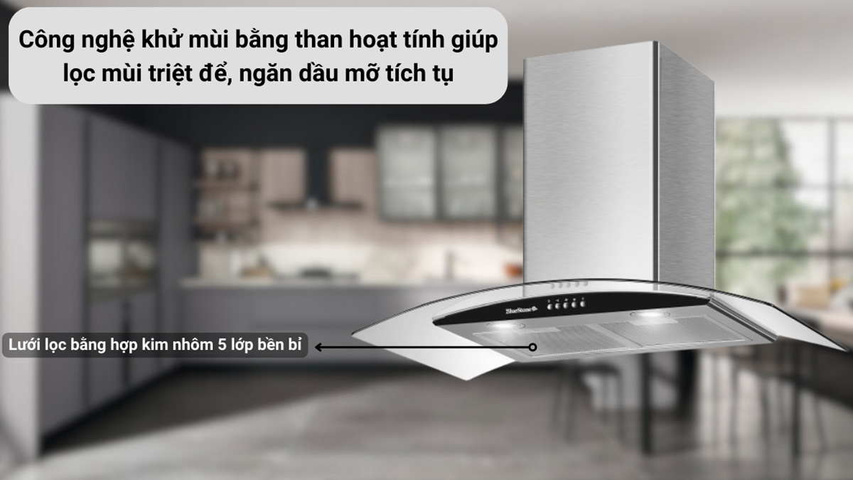 Bluestone HOB-8733 trang bị công nghệ khử mùi bằng than hoạt tính