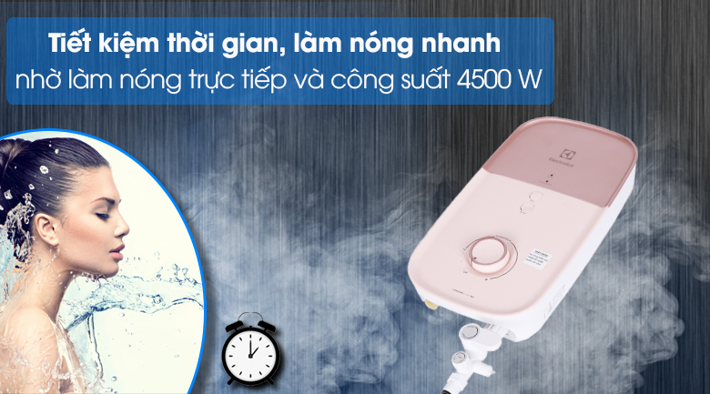 Máy nước nóng Electrolux EWE451LB-DPX2 4500W - Tiết kiệm thời gian với cơ chế làm nóng trực tiếp