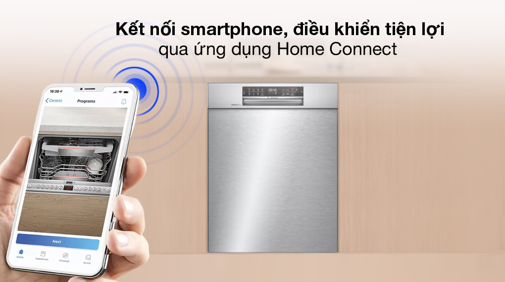 Home connect - Máy rửa chén bán âm Bosch HMH.SMU6ECS57E 