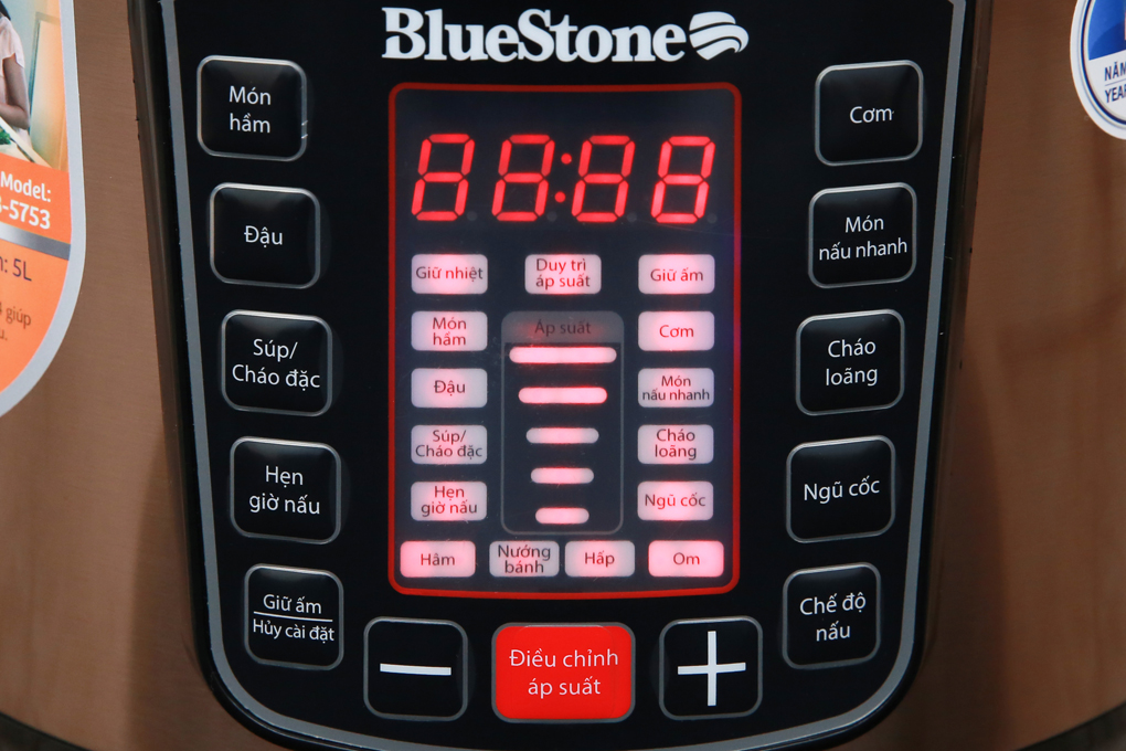 Bảng điều khiển nút nhấn điện tử hiện đại - Nồi áp suất điện Bluestone PCB-5753 5 lít