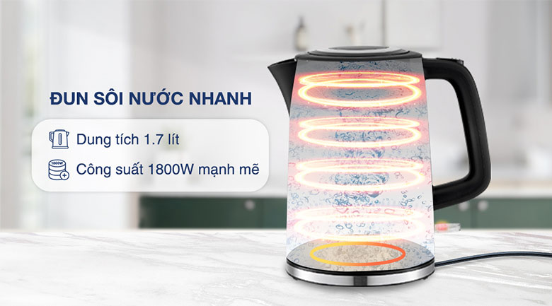 Dung tích, công suất - Bình đun siêu tốc Sunhouse 1.7 lít SHD1306 
