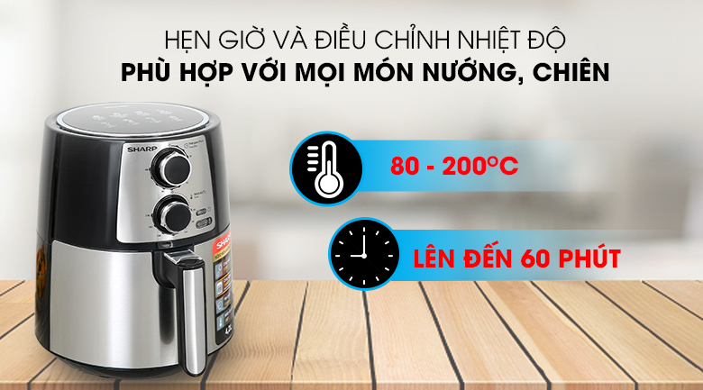 Nhiệt độ và thời gian Nồi chiên không dầu Sharp KF-AF42MV-ST 4.2 lít