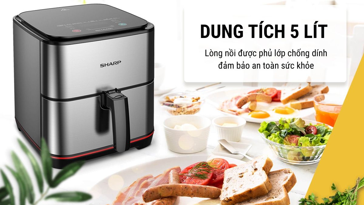 Sharp KF-AF50EV-ST có dung tích lớn 5 lít