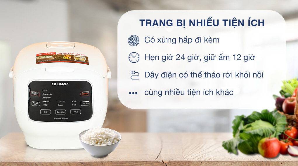 Nồi cơm điện tử Sharp 1.8 lít KS-COM183MV-WH - Tiện ích