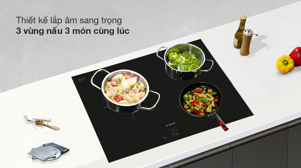 Bếp từ 3 vùng nấu lắp âm Bosch PUC61KAA5E - Thiết kế - Chất liệu mặt bếp