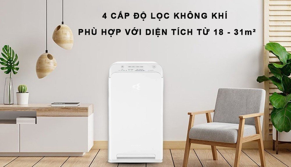 Máy lọc không khí Daikin MC40UVM6-7 phù hợp với diện tích từ 18 - 31m²