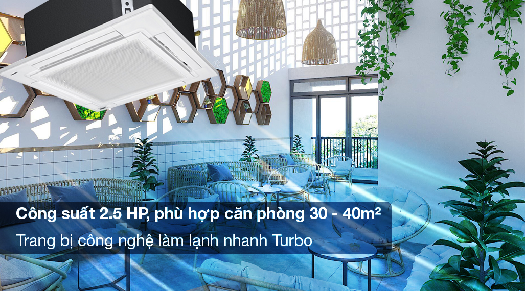 Máy lạnh âm trần Panasonic 2.5 HP S-2430PU3H/U-24PR1H5 - Công suất 2.5 HP phù hợp diện tích từ 30 - 40m2, trang bị công nghệ làm lạnh nhanh Turbo