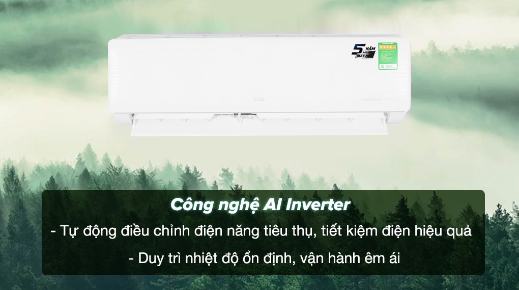 Máy lạnh TCL Inverter 1 HP TAC-09CSD/XAB1I - Công nghệ AI Inverter tiết kiệm điện hiệu quả, vận hành êm ái