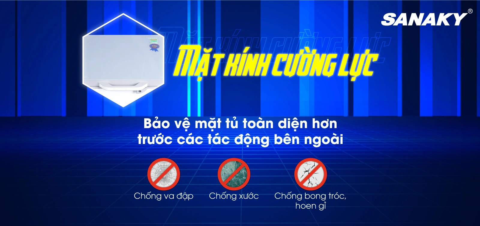 Tủ đông cánh kính cường lực bóng bẩy