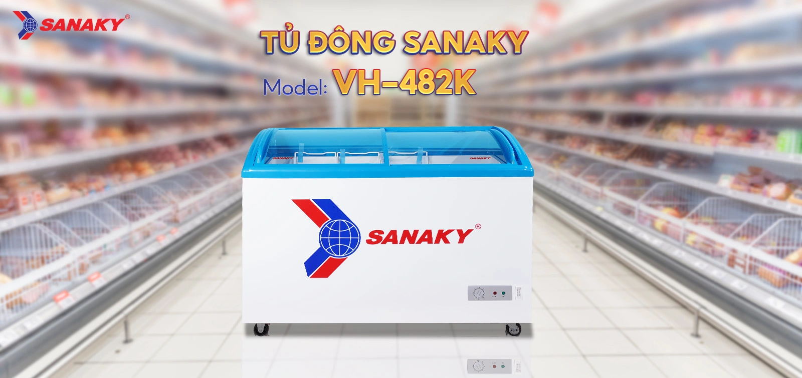 Tủ Đông Kính Cong Sanaky 340 Lít VH-482K