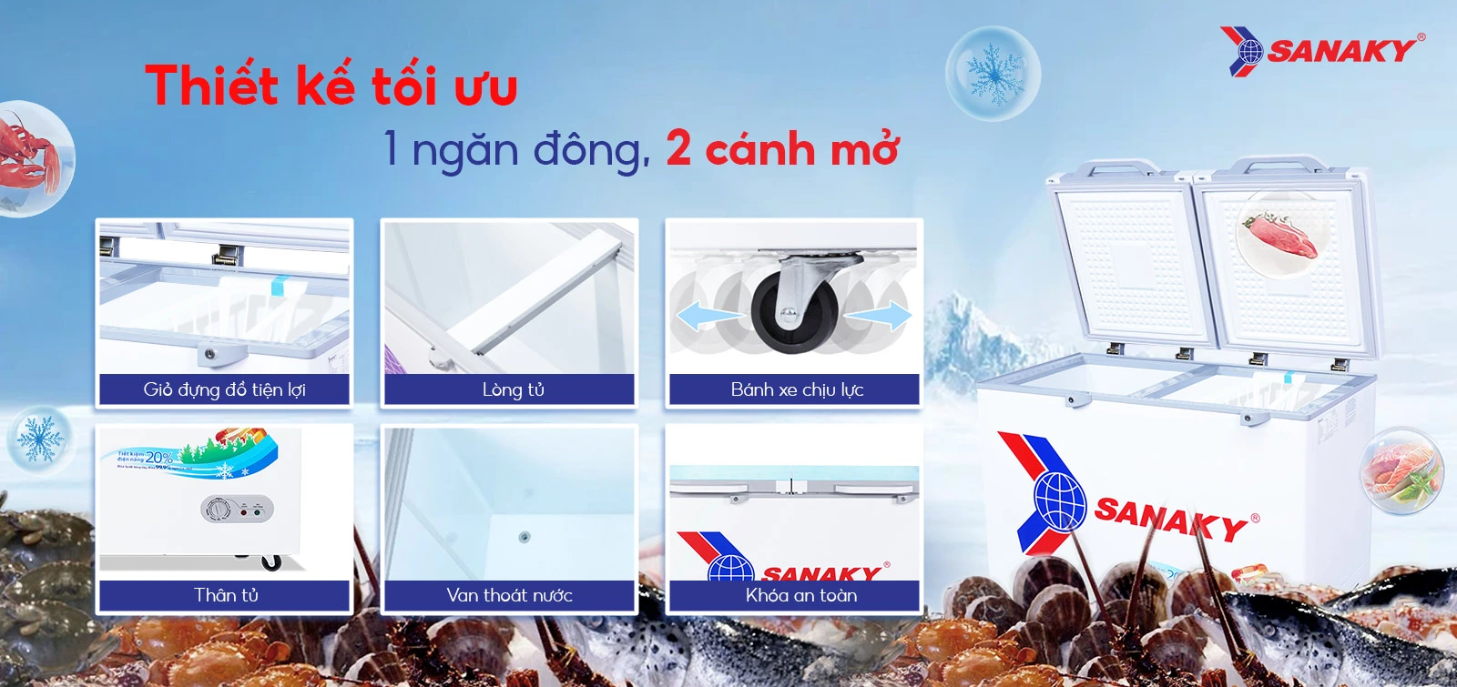 Thiết kế tối ưu 1 ngăn đông 2 cánh mở