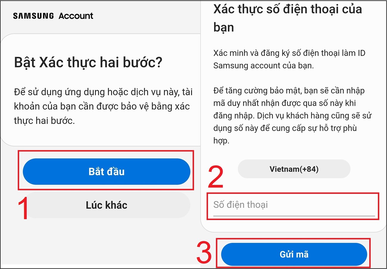 Bạn chọn Bắt đầu > Nhập số điện thoại > Ứng dụng sẽ gửi mã OTP về số điện thoại