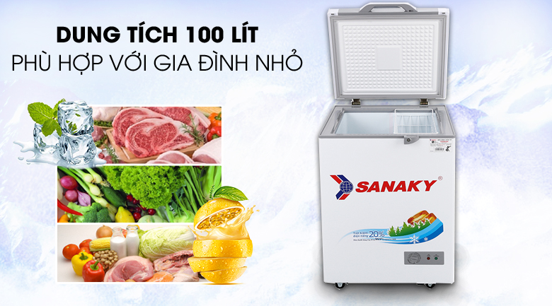 Tủ đông Sanaky 100 lít VH-1599HYK - Dung tích