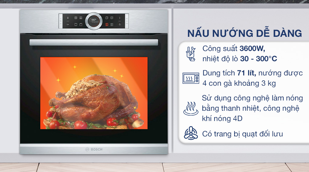 Lò nướng âm Bosch HBG633BS1A