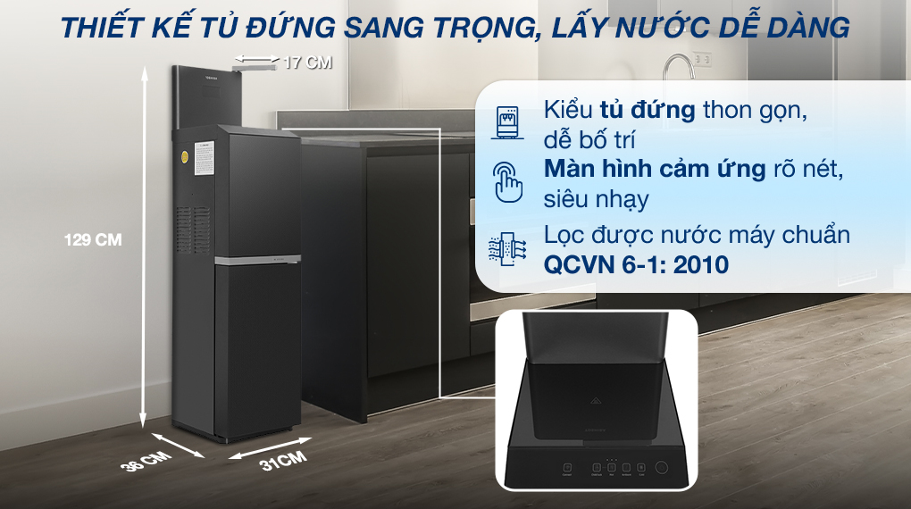 Máy lọc nước RO nóng nguội lạnh Toshiba TWP-W2399SVN(M) 10 lõi - Thiết kế