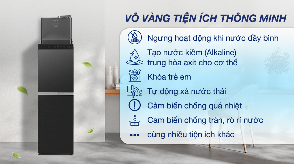 Máy lọc nước RO nóng nguội lạnh Toshiba TWP-W2399SVN(M) 10 lõi - Tiện ích