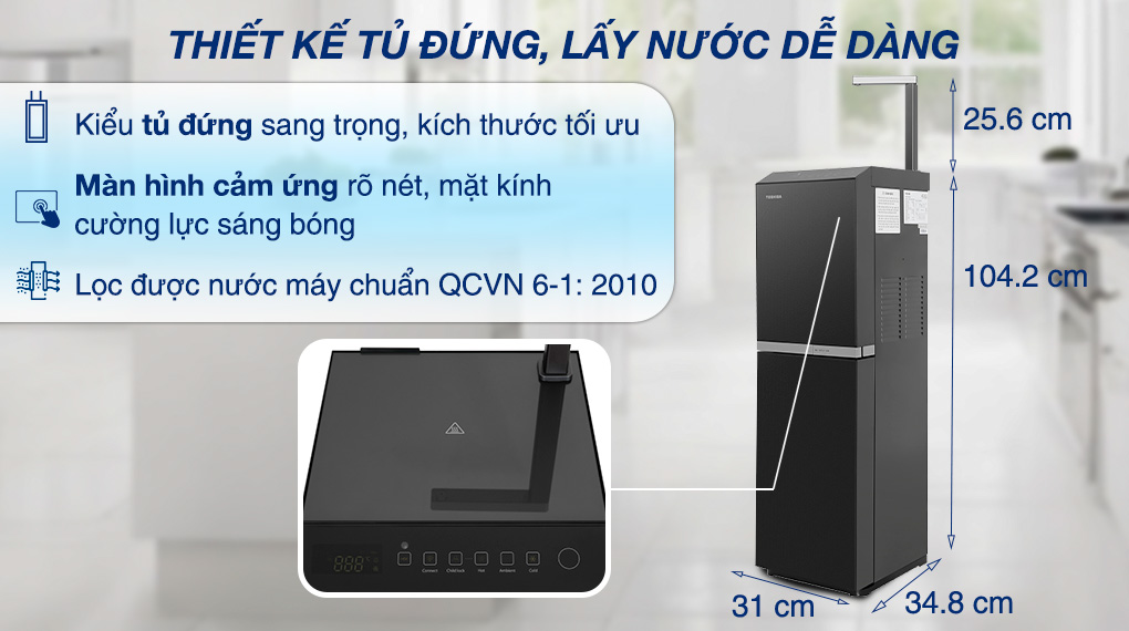 Máy lọc nước RO nóng nguội lạnh Toshiba TWP-W2396SVN(M) 10 lõi - Thiết kế