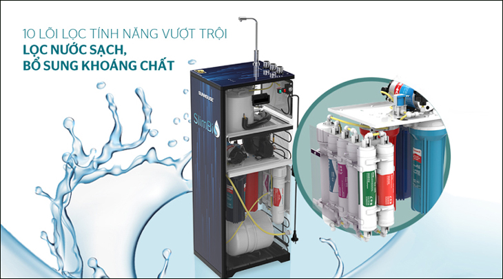 Máy lọc nước RO nóng nguội lạnh Sunhouse SHA76213CK 10 lõi bổ sung thêm sắt, canxi, magie cần thiết cho cơ thể