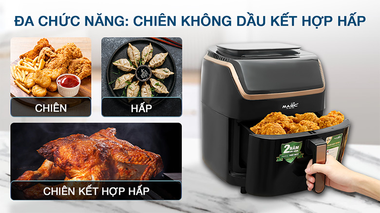 Nồi chiên không dầu kết hợp hấp Magic Eco S07 PRO 7 lít - Đa chức năng