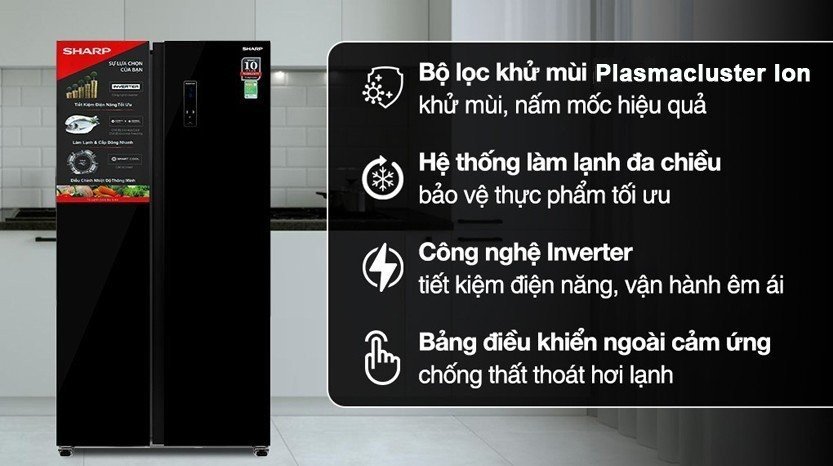 Tủ lạnh Sharp SJ-SBXP600VG-BK 600 lít 2 cửa Inverter