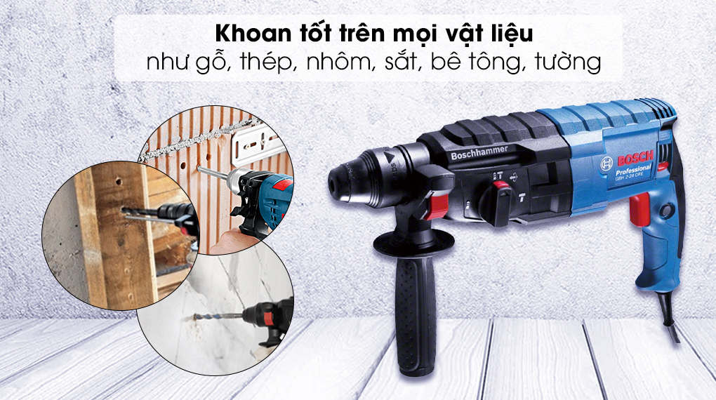 Máy khoan búa Bosch GBH 2-24 DRE - Khoan bề mặt