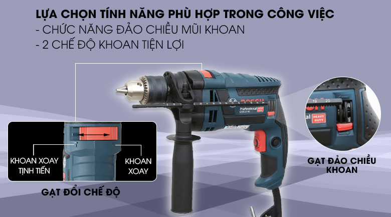 Các chức năng đa dạng - Máy khoan động lực Bosch GSB 16 RE 