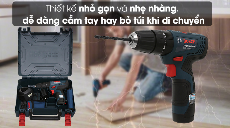 Thiết kế nhỏ gọn - Máy khoan động lực dùng pin Bosch GSB 120-LI 1 pin